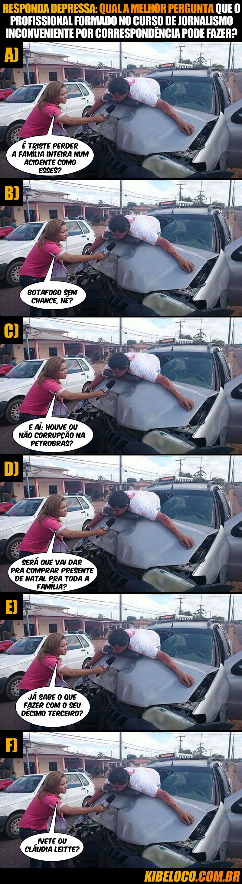 Responda depressa: qual a melhor pergunta que o profissional formado no curso de jornalismo inconveniente por correspondência pode fazer?