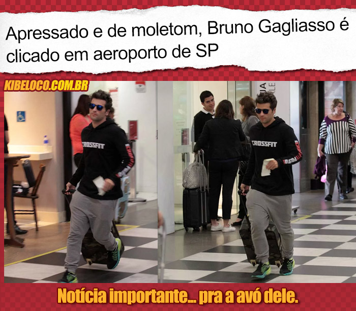 Apressado e de moletom, Bruno Gagliasso é clicado em aeroporto de SP