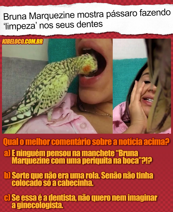 Bruna Marquezine mostra pássaro fazendo ‘limpeza’ nos seus dentes