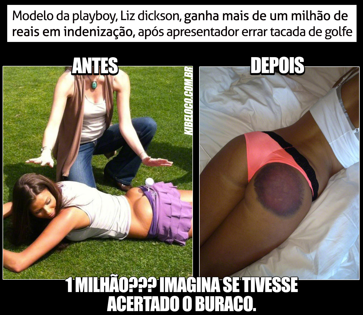 Modelo da playboy, Liz dickson, ganha mais de um milhão de reais em indenização, após apresentador errar tacada de golfe