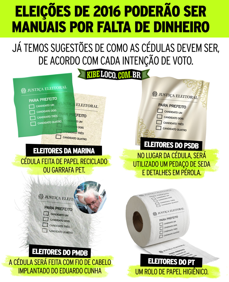 CÉDULAS PARA VOTAÇÃO NO PAPEL